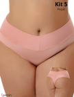 Kit 5 Calças Cós Alto Plus Size Fio Duplo 